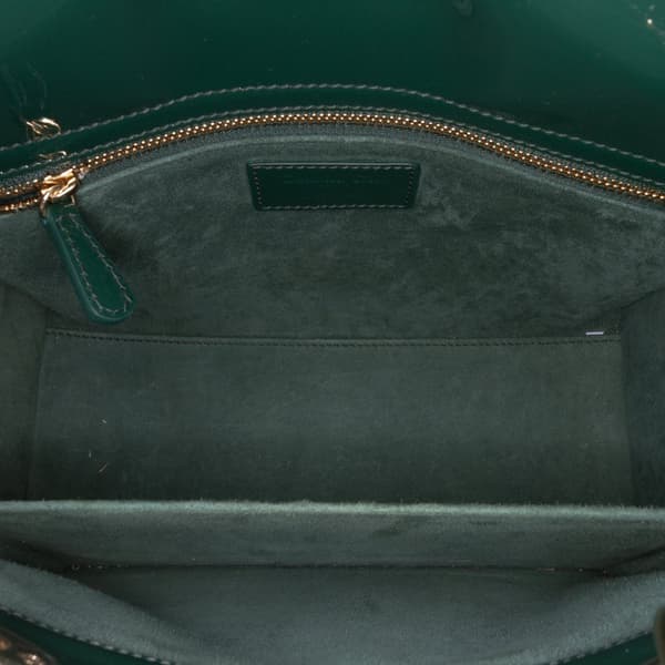 Pre-owned Dior Medium Patent Cannage Lady Dior Green