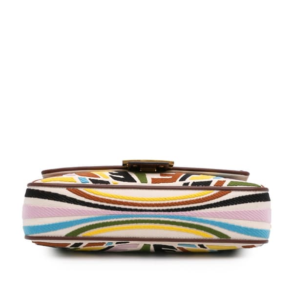 Pre-owned Fendi Sarah Coleman Zucca Embroidered Canvas Fish Eye Vertigo Baguette Satchel Brown