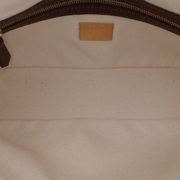 Pre-owned Fendi Sarah Coleman Zucca Embroidered Canvas Fish Eye Vertigo Baguette Satchel Brown