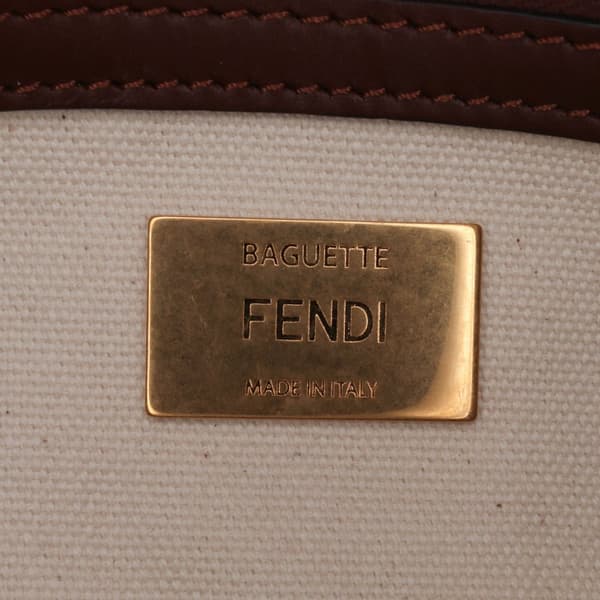 Pre-owned Fendi Sarah Coleman Zucca Embroidered Canvas Fish Eye Vertigo Baguette Satchel Brown
