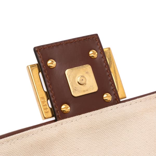 Pre-owned Fendi Sarah Coleman Zucca Embroidered Canvas Fish Eye Vertigo Baguette Satchel Brown