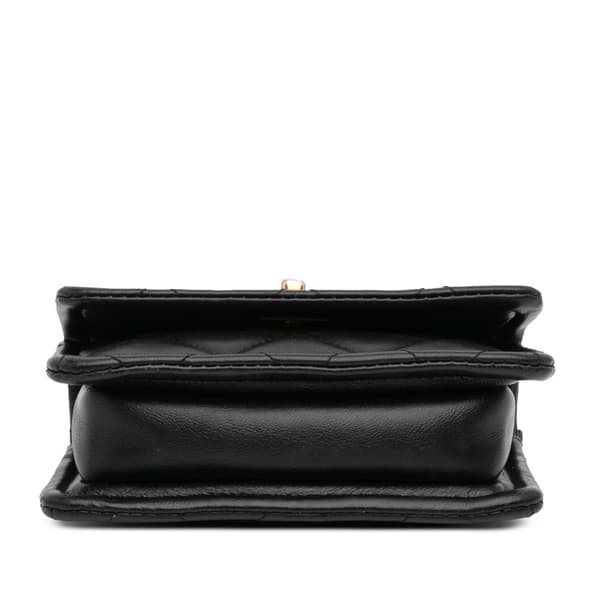 Pre-owned Chanel Mini Lambskin Button On Top Flap Black