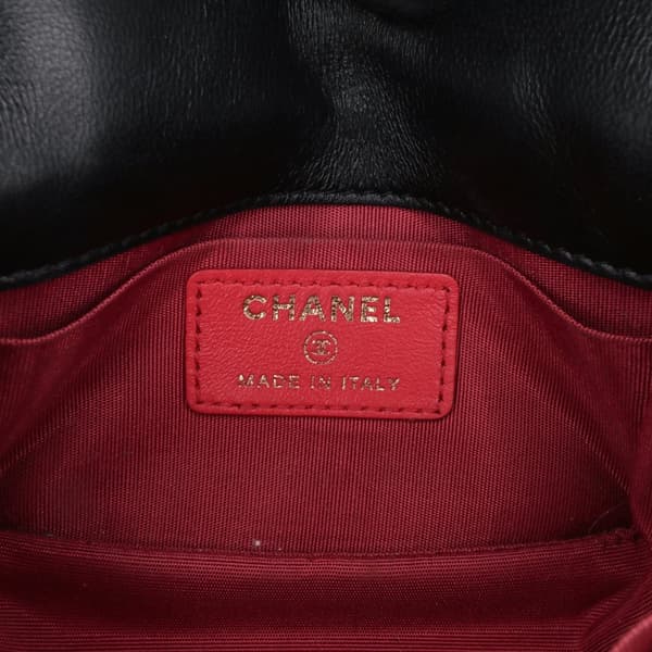Pre-owned Chanel Mini Lambskin Button On Top Flap Black