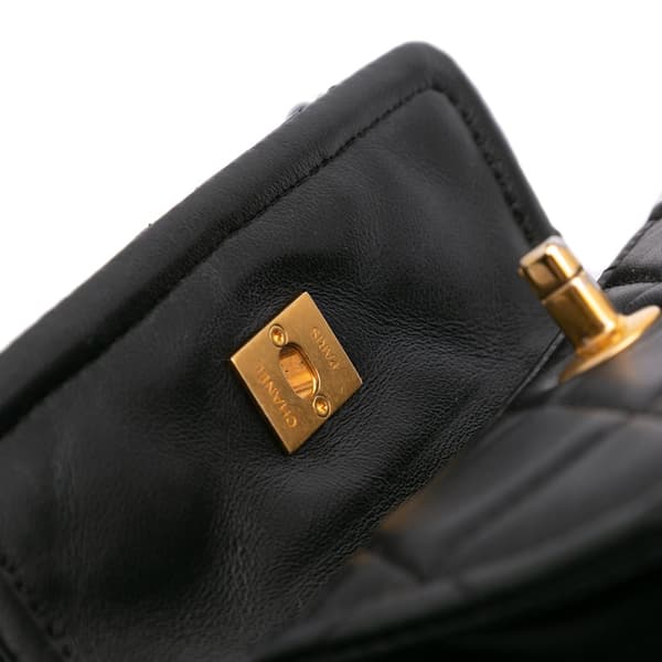 Pre-owned Chanel Mini Lambskin Button On Top Flap Black
