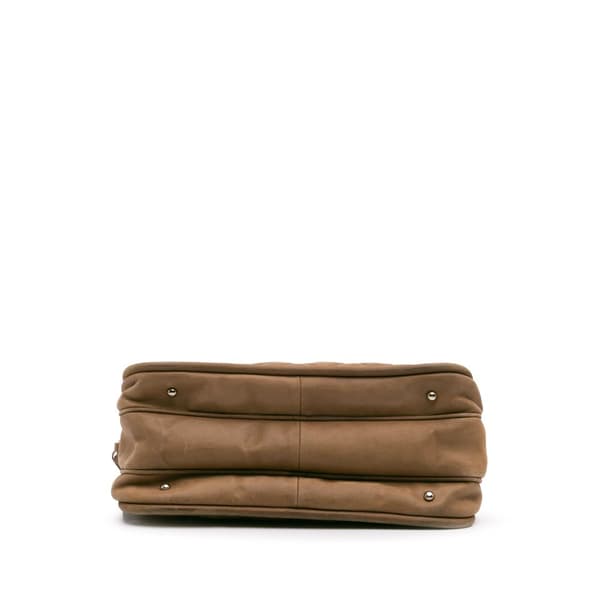 Pre-owned Chanel Quilted Iridescent Calfskin Relax CC Satchel Brown