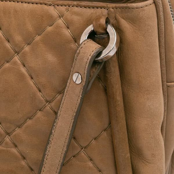 Pre-owned Chanel Quilted Iridescent Calfskin Relax CC Satchel Brown