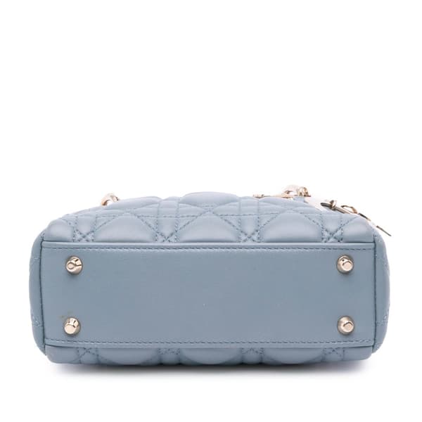 Pre-owned Dior Mini Lambskin Cannage Lady Dior Blue