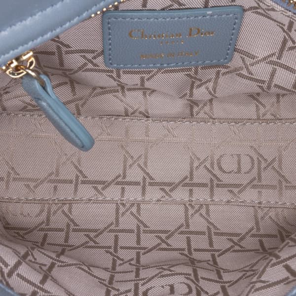 Pre-owned Dior Mini Lambskin Cannage Lady Dior Blue