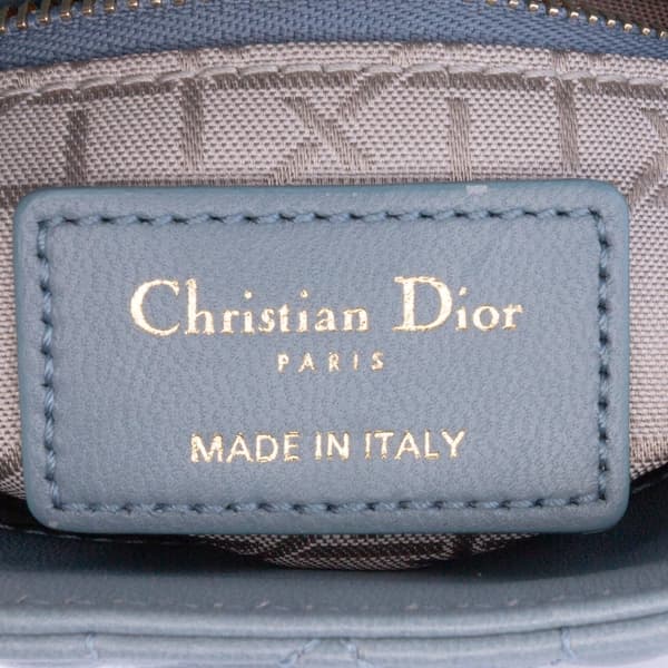 Pre-owned Dior Mini Lambskin Cannage Lady Dior Blue