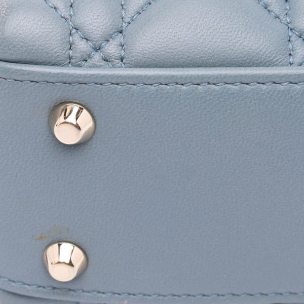 Pre-owned Dior Mini Lambskin Cannage Lady Dior Blue