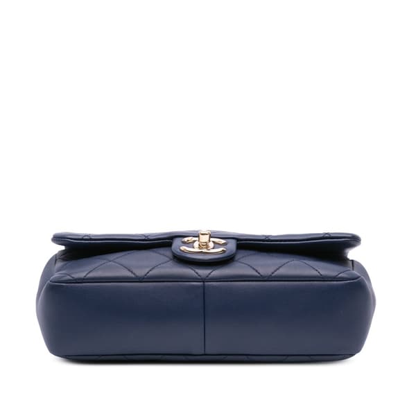 Pre-owned Chanel Small Lambskin Elegant Chain Single Flap Blue