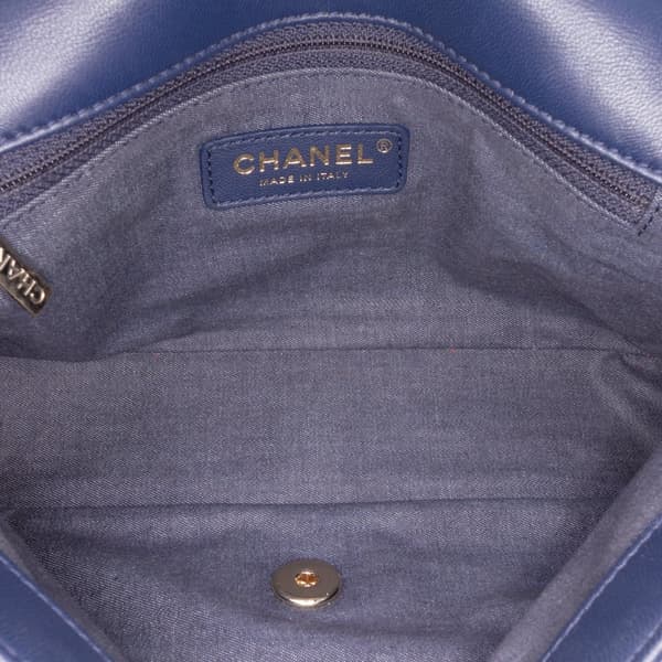 Pre-owned Chanel Small Lambskin Elegant Chain Single Flap Blue