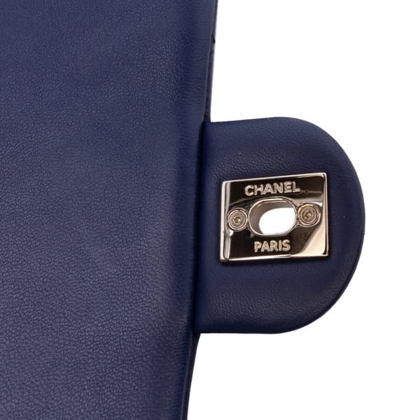 Pre-owned Chanel Small Lambskin Elegant Chain Single Flap Blue