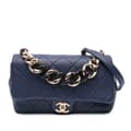 Miniatyrbild 1 av 10: Pre-owned Chanel Small Lambskin Elegant Chain Single Flap Blue