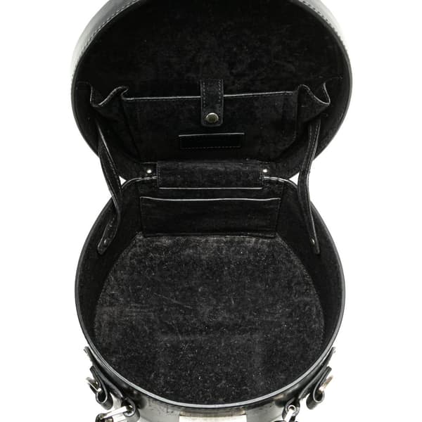Pre-owned Saint Laurent Small Croc Embossed Leather Mica Hatbox Satchel Black