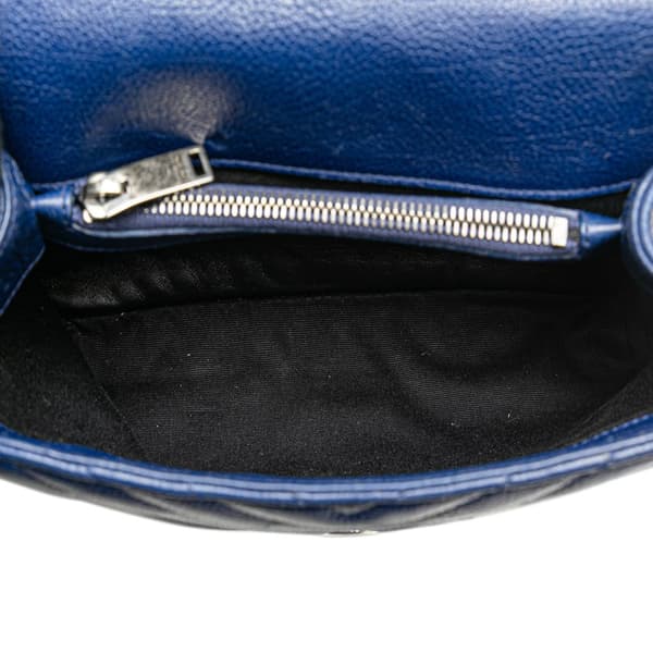 Pre-owned Saint Laurent Medium Monogram Chevron Sheepskin College Bag Blue