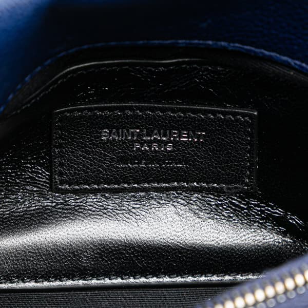 Pre-owned Saint Laurent Medium Monogram Chevron Sheepskin College Bag Blue