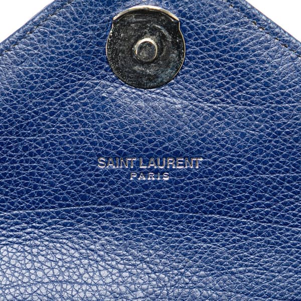 Pre-owned Saint Laurent Medium Monogram Chevron Sheepskin College Bag Blue