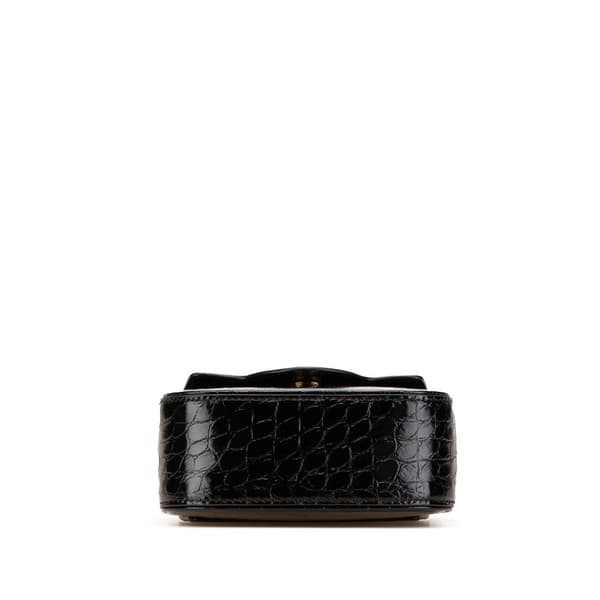 Pre-owned Versace Mini Croc Embossed La Medusa Satchel Black