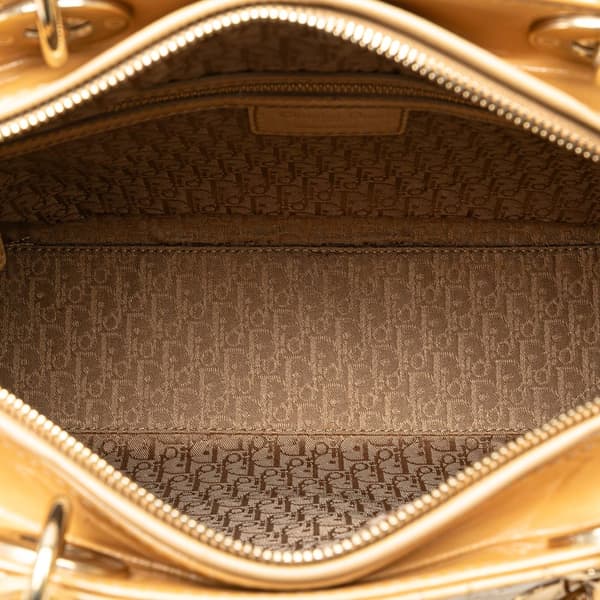 Pre-owned Dior Large Patent Cannage Lady Dior Brown