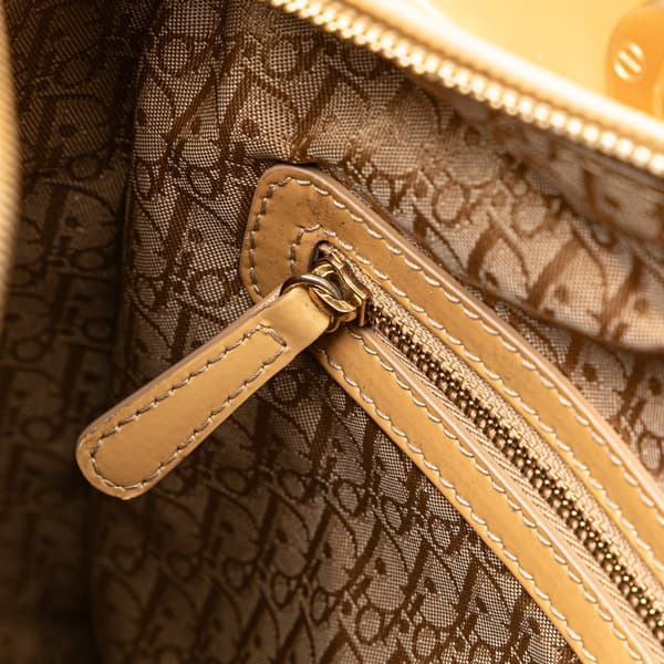 Pre-owned Dior Large Patent Cannage Lady Dior Brown
