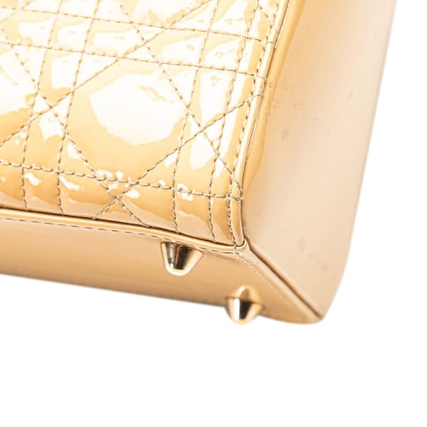 Pre-owned Dior Large Patent Cannage Lady Dior Brown