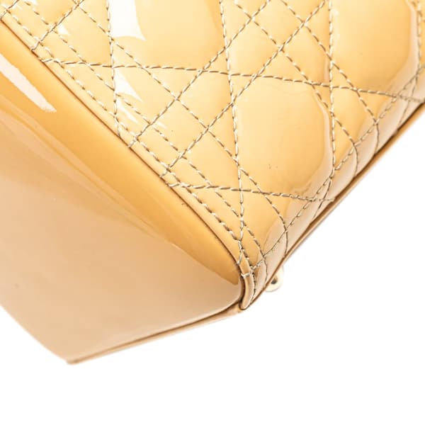 Pre-owned Dior Large Patent Cannage Lady Dior Brown