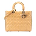 Miniatyrbillede 1 af 10: Pre-owned Dior Large Patent Cannage Lady Dior Brown