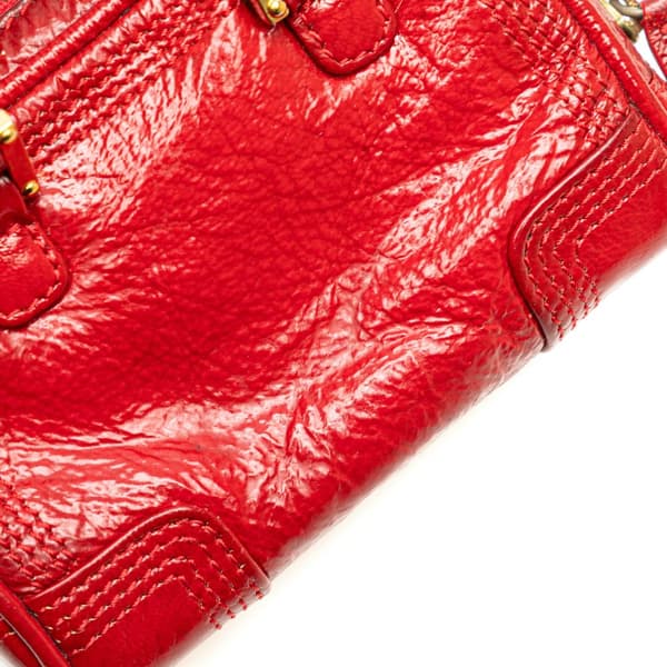 Pre-owned LOEWE Micro Patent Amazona Satchel Red