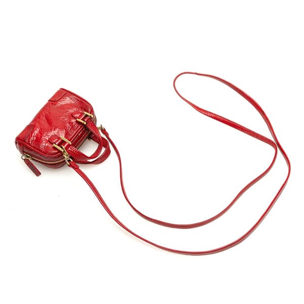 Pre-owned LOEWE Micro Patent Amazona Satchel Red