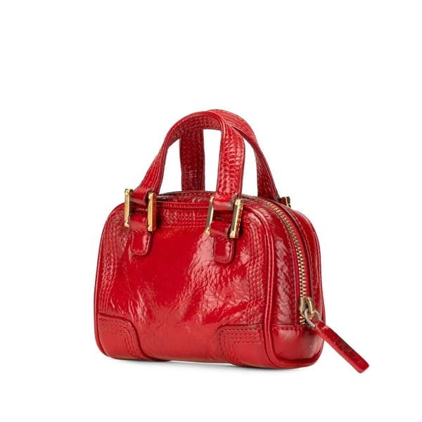 Pre-owned LOEWE Micro Patent Amazona Satchel Red