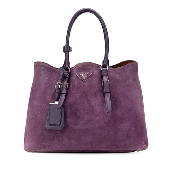 Pre-owned Prada Medium Scamosciato Double Handle Tote Purple