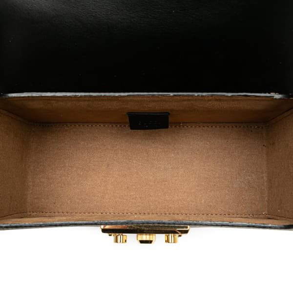 Pre-owned Gucci GG Supreme Bamboo Padlock Satchel Brown