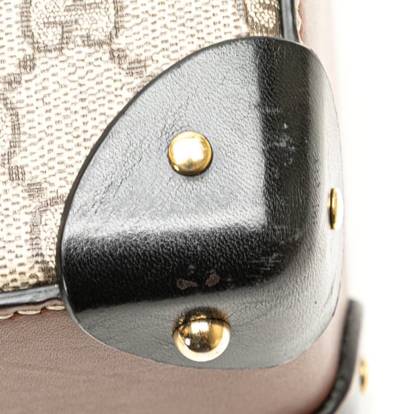 Pre-owned Gucci GG Supreme Bamboo Padlock Satchel Brown