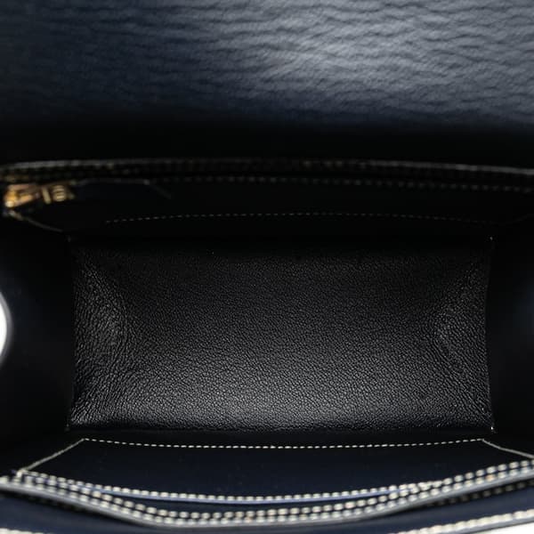 Pre-owned Hermès Box Calf Lucy MM Blue