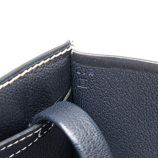 Pre-owned Hermès Box Calf Lucy MM Blue