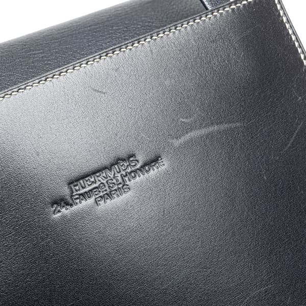 Pre-owned Hermès Box Calf Lucy MM Blue