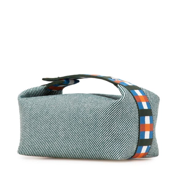 Pre-owned Hermès Small Wool Bride A Brac H Natte Case Blue