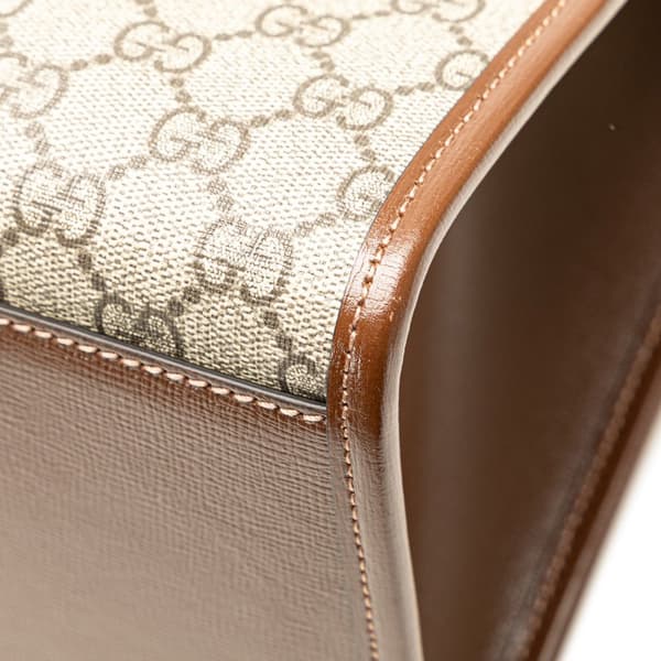 Pre-owned Gucci Medium GG Supreme Azalea Calfskin Retro Interlocking G Tote Brown