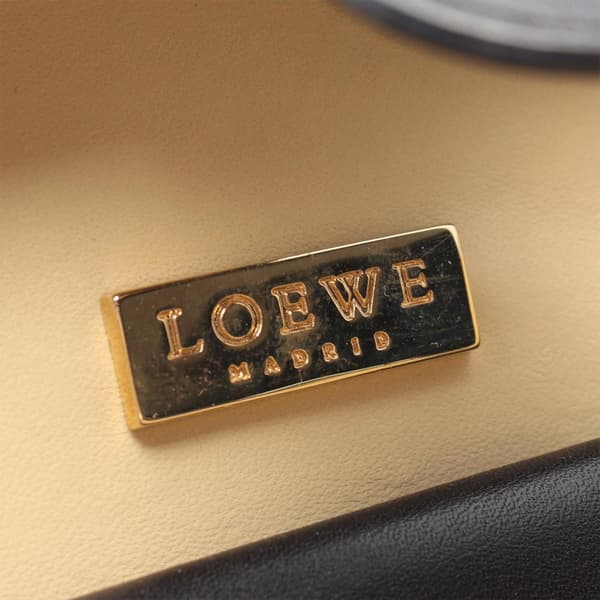 Pre-owned LOEWE Anagram Leather Round Handbag Black