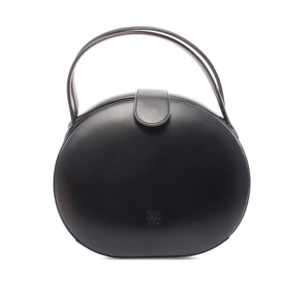 Pre-owned LOEWE Anagram Leather Round Handbag Black