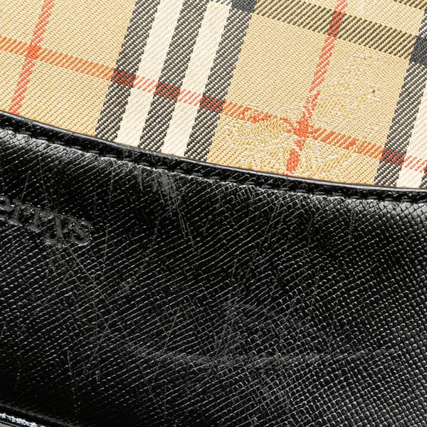 Pre-owned Burberry Haymarket Check Canvas Handbag Brown