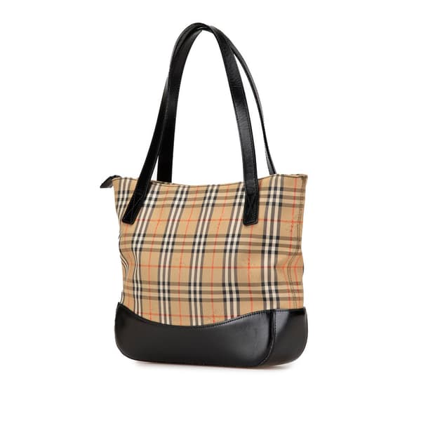 Pre-owned Burberry Haymarket Check Canvas Handbag Brown