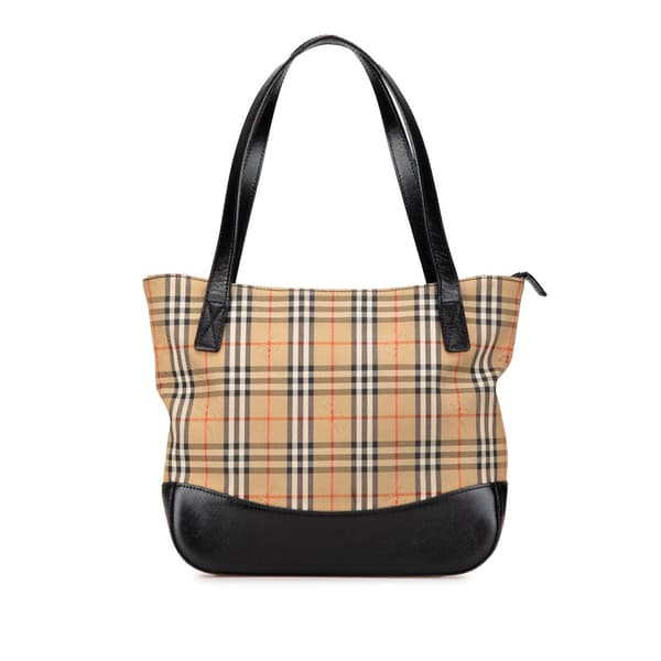 Pre-owned Burberry Haymarket Check Canvas Handbag Brown