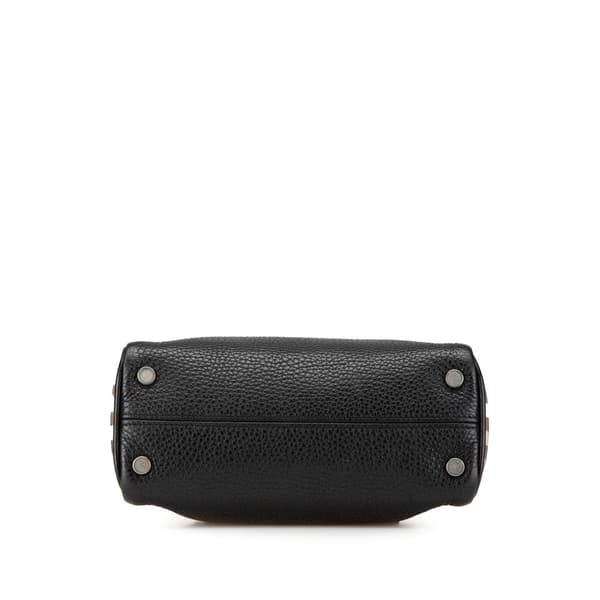 Pre-owned Burberry House Check Trimmed Leather Handbag Black