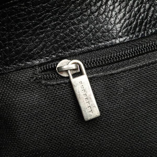 Pre-owned Burberry House Check Trimmed Leather Handbag Black