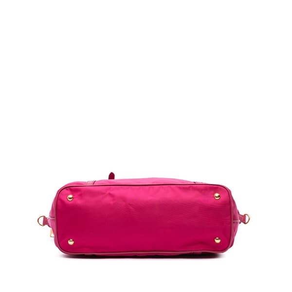 Pre-owned Prada Saffiano Trimmed Tessuto Satchel Pink