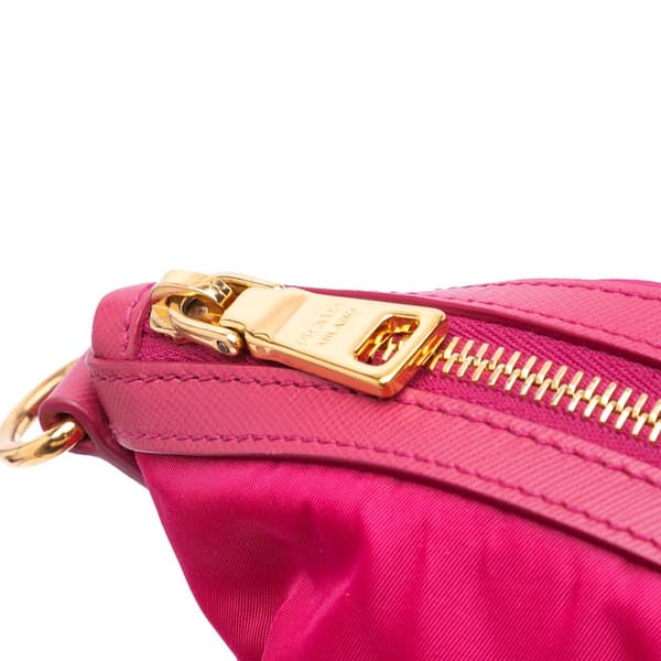 Pre-owned Prada Saffiano Trimmed Tessuto Satchel Pink