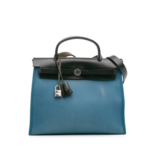 Pre-owned Hermès Toile Herbag Zip 31 Blue
