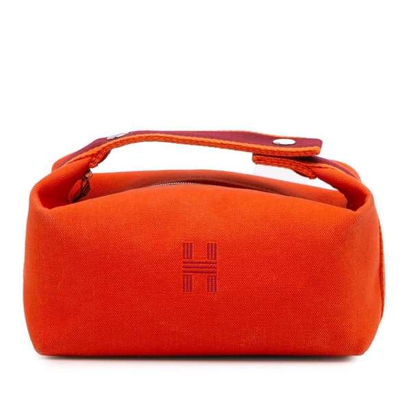 Pre-owned Hermès Small Toile Bride A Brac Orange